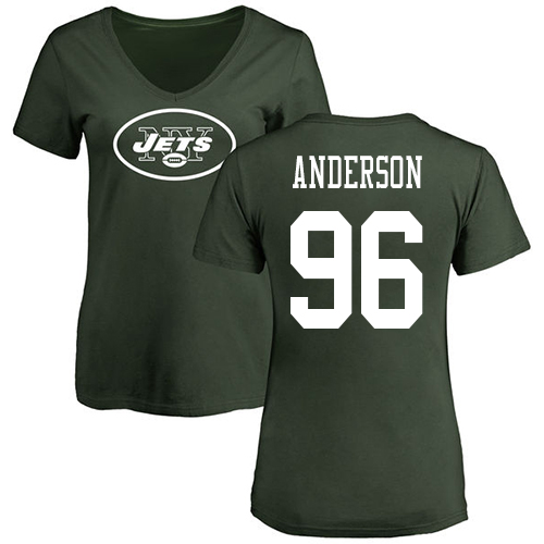 New York Jets Green Women Henry Anderson Name and Number Logo NFL Football #96 T Shirt->nfl t-shirts->Sports Accessory